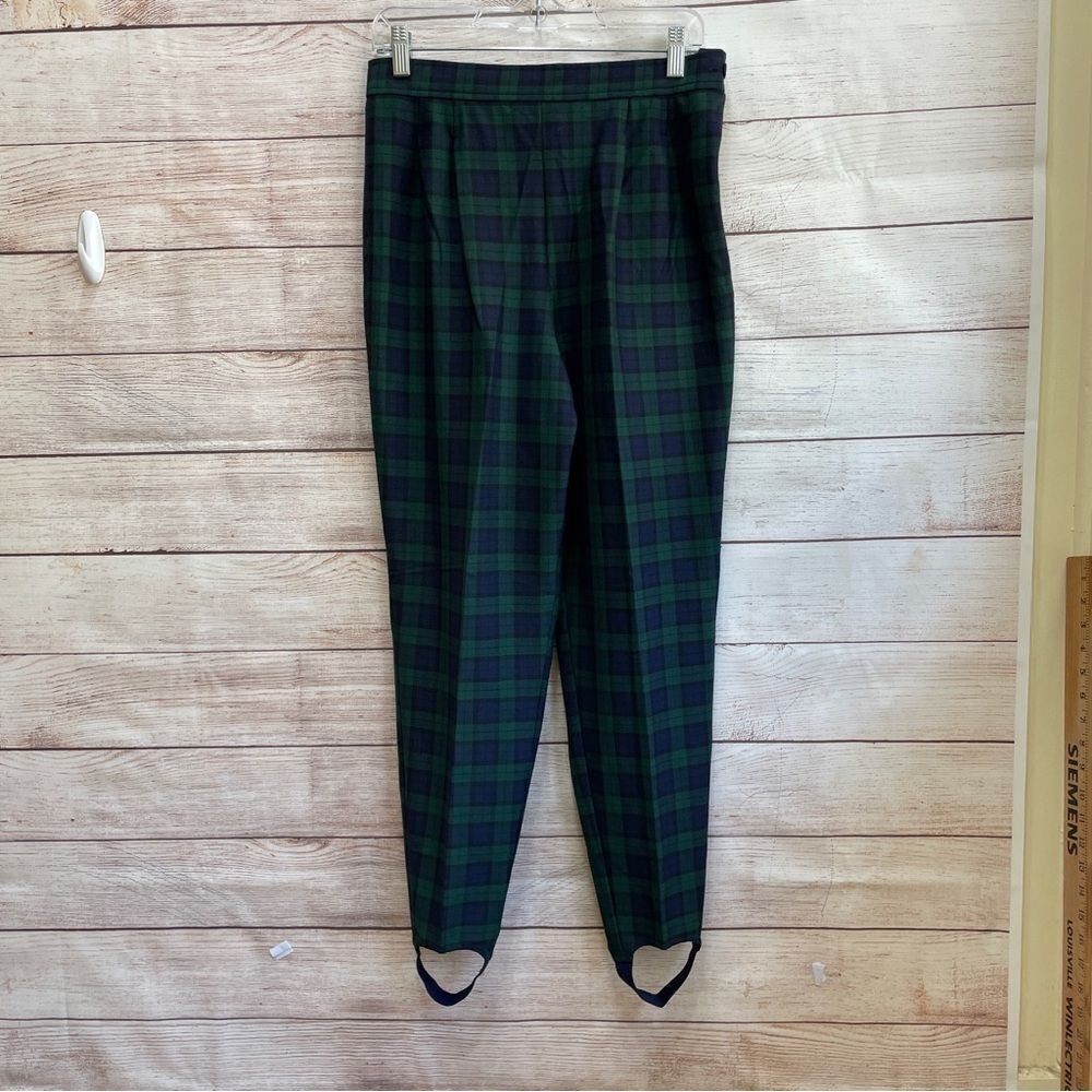 VINTAGE COUNTERPARTS STIRRUP PANTS IN GREEN AND BLUE PLAID